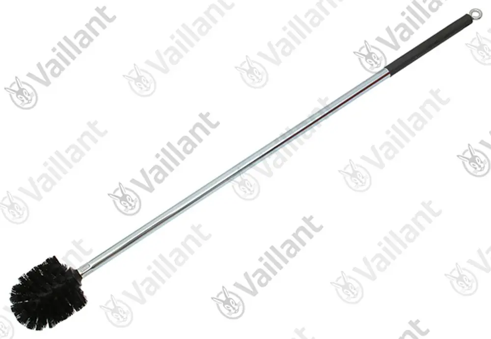 Vaillant Reinigungsbürste mit langem Griff und schwarzem Bürstenkopf, geeignet für die Wartung von Brennkammern. Ideal für gründliche Reinigung.